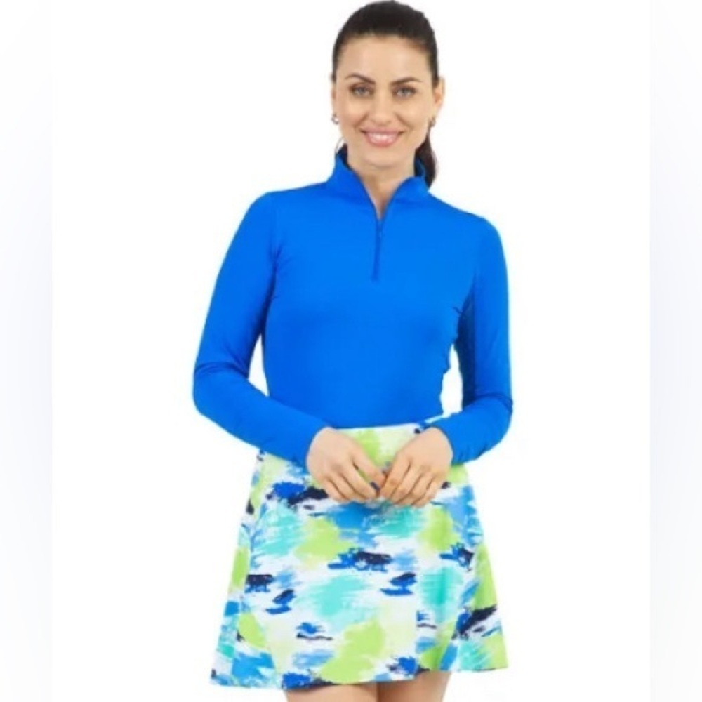 Ibkul Swing Skort - L white , blue green , UPF 50 nylon spandex